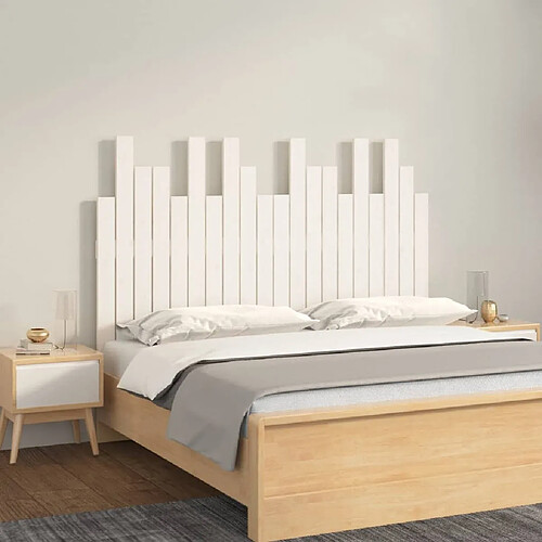 Maison Chic Tête de lit scandinave pour lit adulte,Meuble de chambre murale Blanc 127,5x3x80 cm Bois massif de pin -MN28645