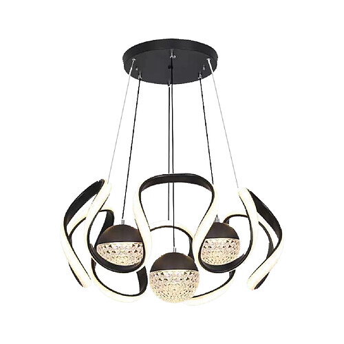 Universalis Black Orb Study Room Led Tri-colour Changing Light Chandelier