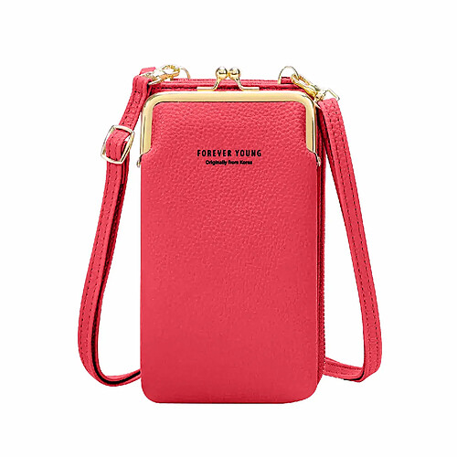 Avizar Pochette Bandoulière Smartphone Simili cuir grainé Multi-compartiments rose