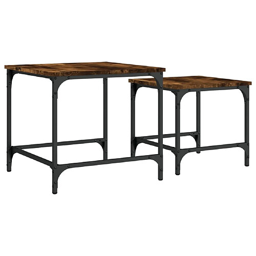 Maison Chic Lot de 2 Tables basses gigognes pour salon | Table à café chêne fumé bois d'ingénierie -GKD66001