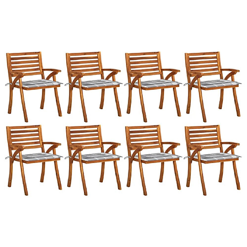 vidaXL Chaises de jardin avec coussins lot de 8 Bois d'acacia solide