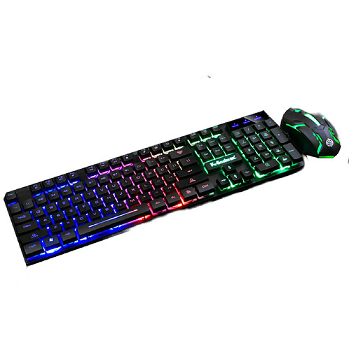 General Combo clavier et souris filaire, clavier anti-ghosting pleine taille avec touches multimédia + souris optique 7D 1600 DPI, éclairage RVB/ensemble de bureau pour PC portable Mac Xbox(noir)