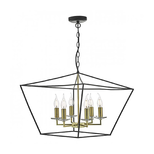 Luminaire Center Suspension Gretchen Noir mat,or poli 6 ampoules 44cm