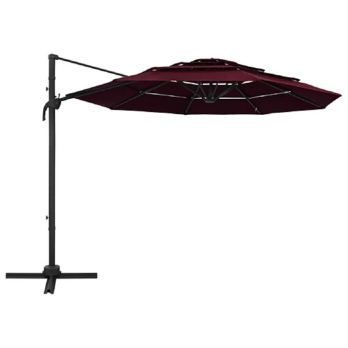 Maison Chic Parasol Jardin | Parasol à 4 niveaux avec mat en aluminium Bordeaux 3x3 m - GKD83226