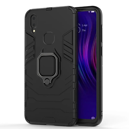 Wewoo Coque Housse de protection antichoc PC + TPU pour Vivo V11i, avec support d'anneau magnétique (Noir)