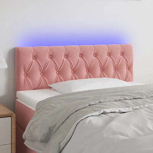 vidaXL Tête de lit à LED Rose 100x7x78/88 cm Velours