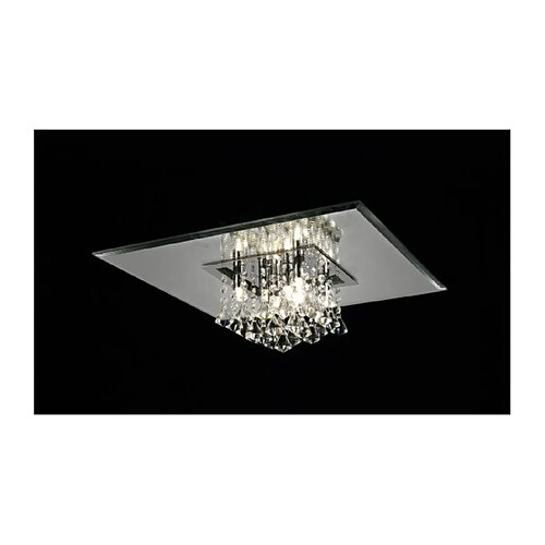 Luminaire Center Plafonnier Starda carré 8 Ampoules G9 chrome poli/cristal