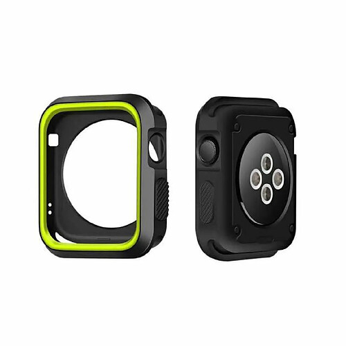 PHONECARE Coque Military Anti-Impact DoubleColor pour Apple Watch Series 6 - 44mm - Noir / Vert fluorescent