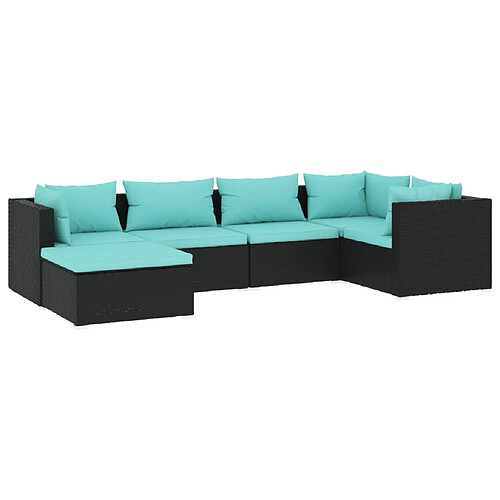 Maison Chic Salon de jardin 6 pcs + coussins - Mobilier/Meubles de jardin - Table et chaises d'extérieur Résine tressée Noir -MN89639