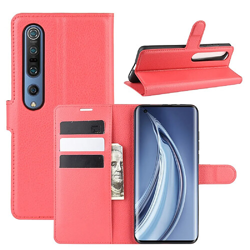 Etui en PU avec support rouge pour votre Xiaomi Mi 10/10 Pro