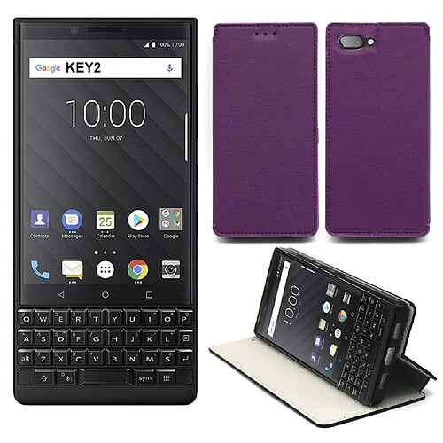 Xeptio Etui Luxe Blackberry Key 2 Ultra Slim violet Style Cuir avec Stand - Housse Coque Antichoc de Protection pour Blackberry KeyOne 2/Key2 Smartphone 2018 - Accessoires Pochette Exceptional Case !