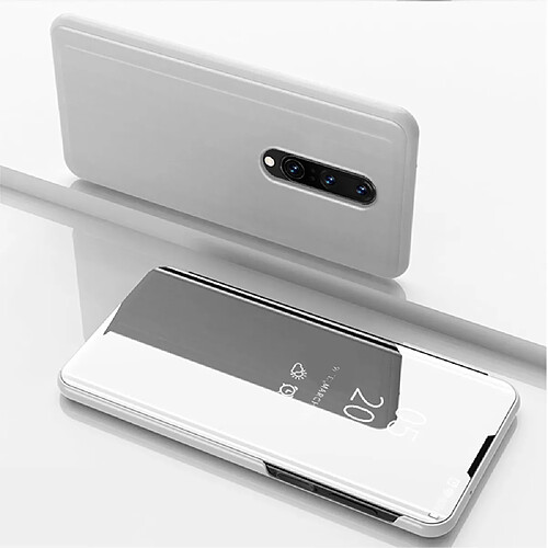 Coque en TPU + PU voir la surface du miroir de la fenêtre avec support argent pour votre OnePlus 8