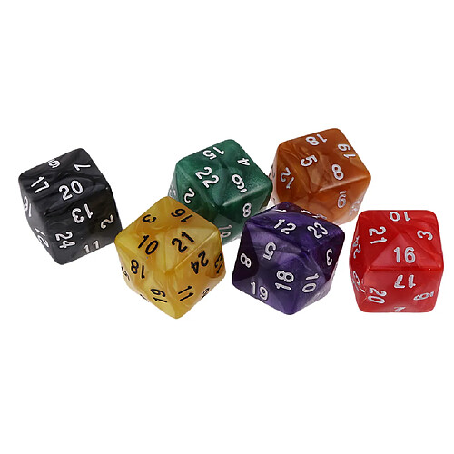 Pack De 6pcs Multi Sided Dés Pour D u0026 D Trpg Partie Jeu De Société Jouets Perle D24