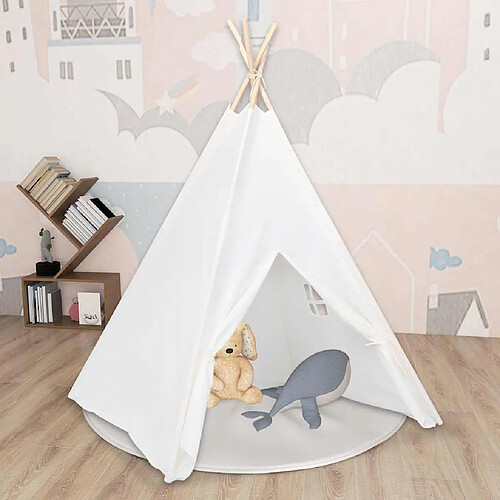 vidaXL Tente tipi d'enfants avec sac Peau de pêche Blanc 120x120x150cm