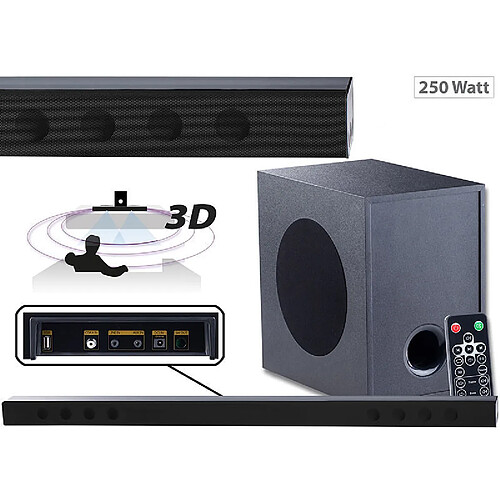 Auvisio Barre de son""MSX-490"" 40 W, effet 3D Surround et fonction b - Avec Subwoofer 50W