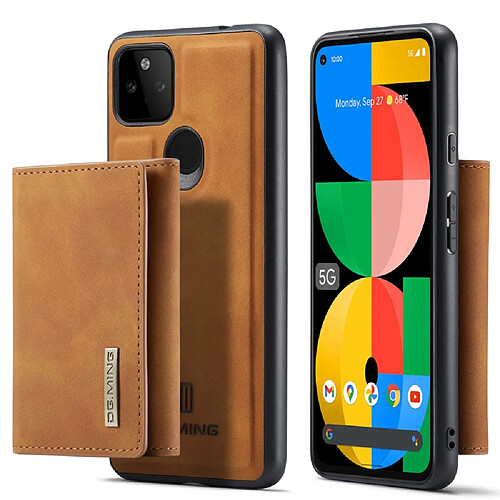 Etui en PU DG.MING absorption magnétique avec béquille, marron pour votre Google Pixel 5a 5G