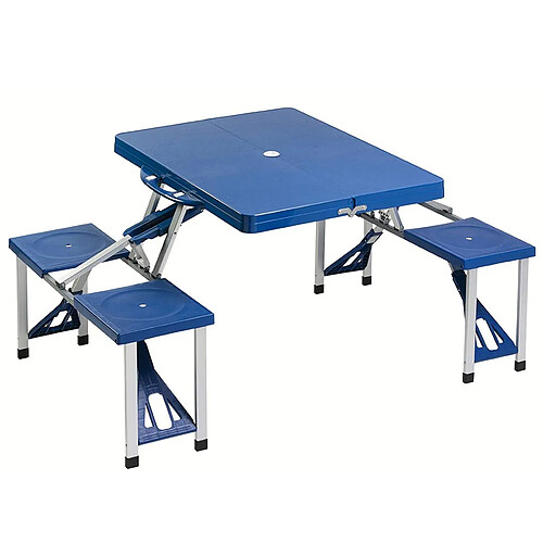 Malatec Table d'appoint pliante valise pique-nique camping Bleu