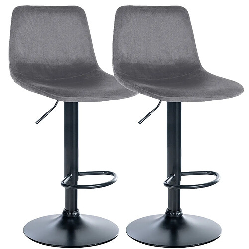 Decoshop26 Set de 2 tabourets de bar repose-pieds en métal noir confortable en forme d'arc assise en velours gris foncé 10_0004131