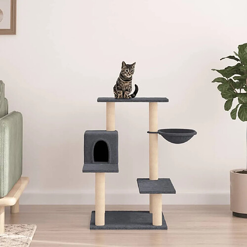 Arbre à chat avec griffoirs,niche pour chat en sisal gris foncé 82,5 cm -MN93427