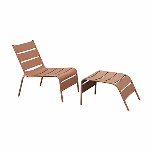 Mes Fauteuil relax de jardin en métal avec repose pieds terracotta - BACA