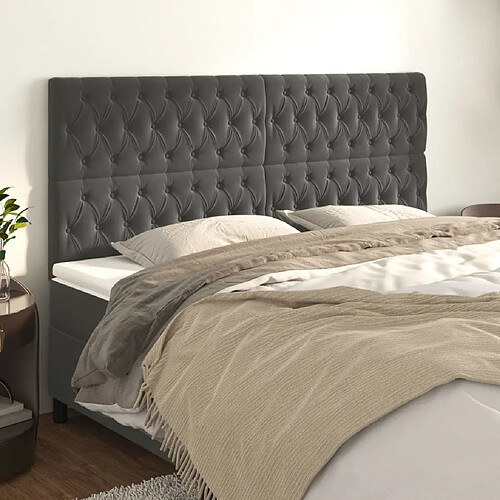 vidaXL Têtes de lit 4 pcs Gris foncé 90x7x78/88 cm Velours