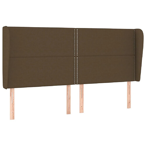 Maison Chic Tête de lit moderne avec oreilles pour chambre - Décoration de lit Marron foncé 163x23x118/128 cm Tissu -MN66943