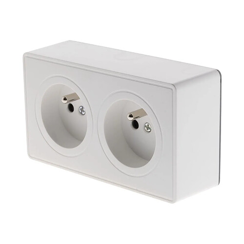 Prise double 16A en saillie blanc - gamme Vulco - Zenitech