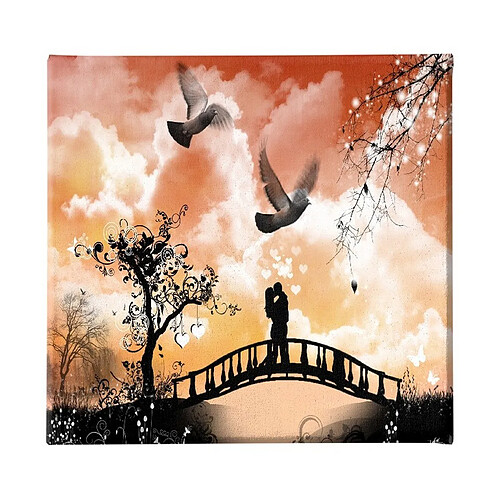 EPIKASA Impression sur Toile Pont des Amoureux, Orange, Polyester, 60x3x60 cm