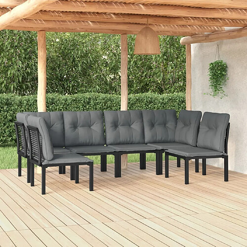 vidaXL Salon de jardin 6 pcs noir et gris résine tressée