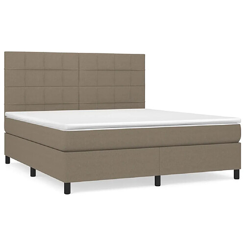 Maison Chic Lit adulte- Lit + matelas,Sommier à lattes de lit avec matelas Taupe 180x200 cm Tissu -GKD14930