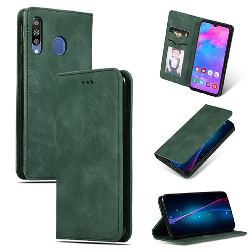 Wewoo Housse Coque Etui en cuir avec rabat horizontal magnétique Business Skin Feel pour Galaxy M30 / A40s vert armée