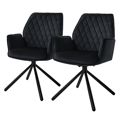 ML-Design Lot de 2 chaises pivotantes Chaise de salle à manger Fauteuil pivotant 180° Velours Chaise de salon