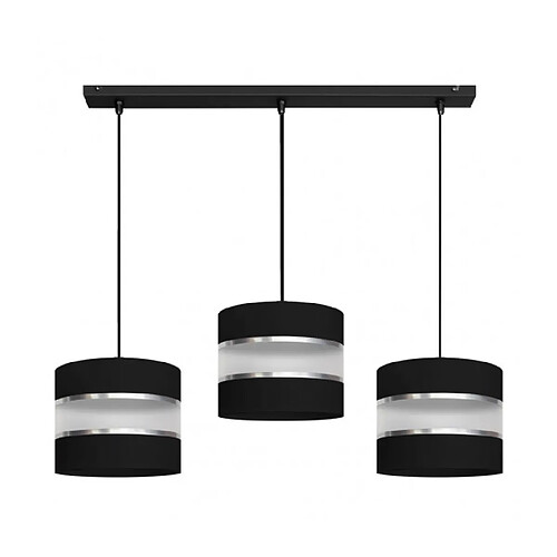 Helam Suspension Helen Tissu,Fer Argent,noir 3 ampoules 95cm