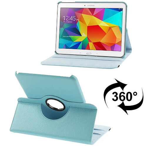 Wewoo Housse Étui bleu pour Samsung Galaxy Tab 4 10.1 / SM-T530 / T531 360 degrés Rotatif Litchi Texture en cuir avec support d'affichage 2-angle