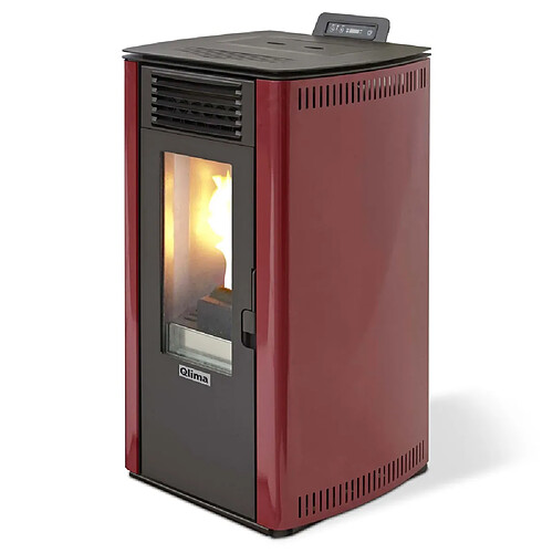 Qlima Poêle à granulés 10.1 kW rouge FIORINA90S-LINE