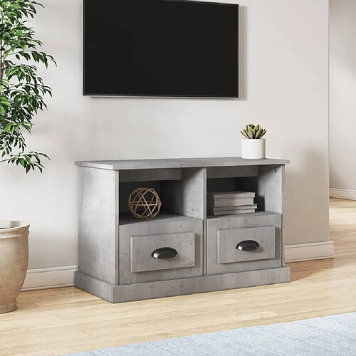 vidaXL Meuble TV gris béton 80x35x50 cm bois d'ingénierie