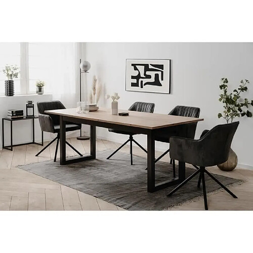 Table extensible Denver 80C - 200-240 x 75 x 90 cm - Chene artisan / anthracite - 1 exension de 40 cm inclue - 12 personnes