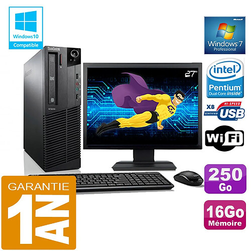 PC Lenovo M92p SFF Intel G630 Ram 16Go Disque 250 Go Wifi W7 Ecran 27" · Occasion