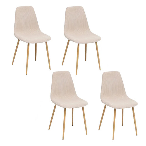 Atmosphera, Createur D'Interieur Lot de 4 chaises Loka en tissu - Beige