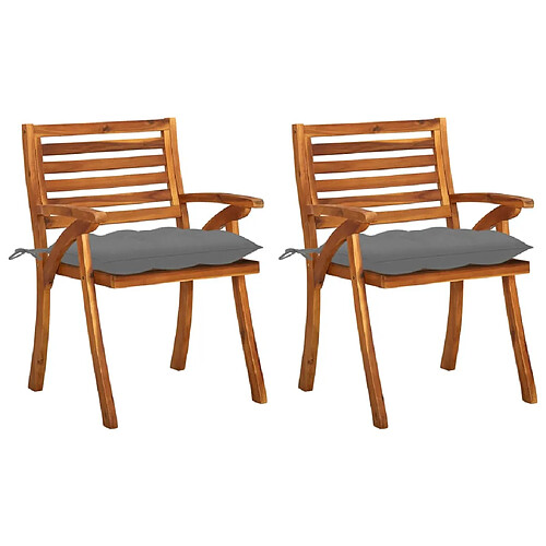 vidaXL Chaises à manger de jardin avec coussins lot de 2 Acacia massif