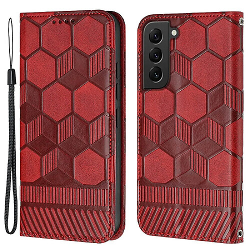 Etui en PU fermeture automatique magnétique, motif football, antichute avec support pour votre Samsung Galaxy S23 5G - rouge