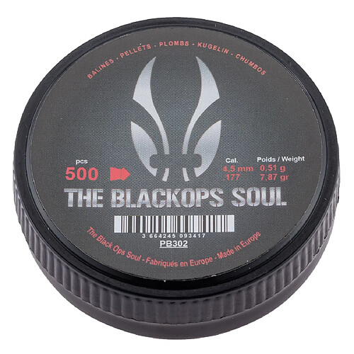 Boite de 500 Plombs 4.5 mm Black Ops Soul Tête Pointue par 1