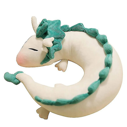 Universal Mignon dessin animé blanc petit dragon blanc, peluche avec oreiller en forme de U