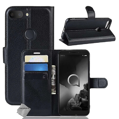 Htdmobiles Housse etui portefeuille pour Alcatel 1S (2019) + film ecran - NOIR