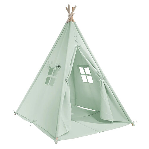 SUNNY Alba Tente Tipi pour Enfants en VERT | Tente de Jeu avec Tapis pour l'intérieur / chambre | 120x120 cm