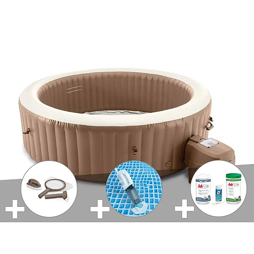 Kit spa gonflable Intex PureSpa Sahara rond Bulles 8 places + Aspirateur + Kit d'entretien + Kit de traitement au brome