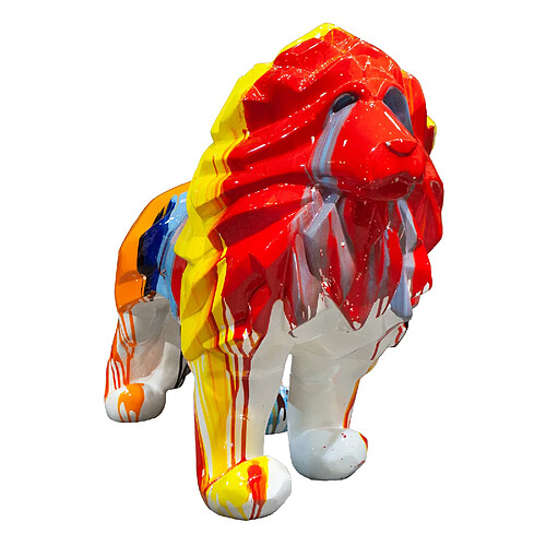 Figurine Décorative Lion Kuatéh en Polyrésine 105x39x71 cm Multicolore