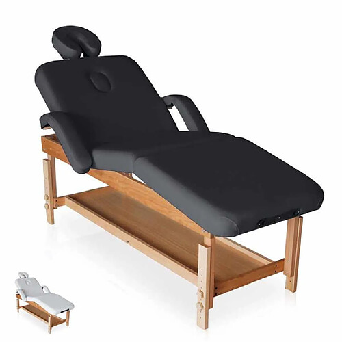 Bodyline - Healt And Massage Table de massage en bois fixe réglable multi-position 225 cm Massage-pro, Couleur: Noir