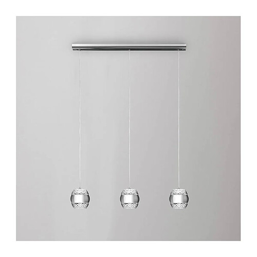 Luminaire Center Suspension Khalifa 3 X 6W LED 3000K Line chrome poli/verre, 3240lm,