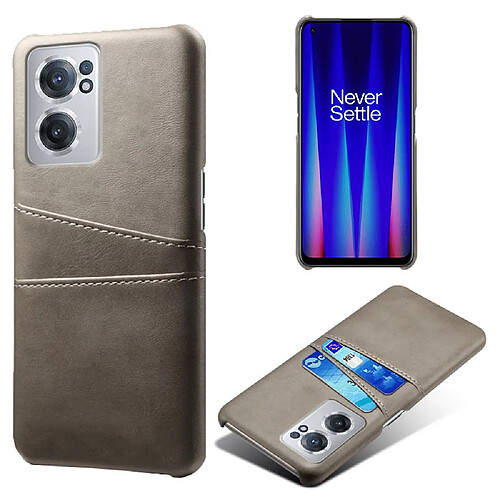 Coque en TPU + PU avec porte-cartes, gris pour OnePlus Nord CE 2 5G